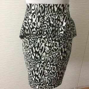Bebe Leopard Peplum Pencil Skirt